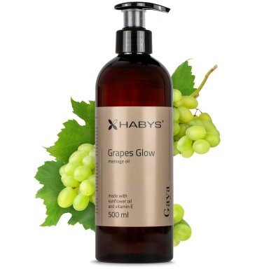 Masažo aliejus HABYS Gaya Grapes Glow – vynuogių kvapo, 500 ml Masažo aliejus HABYS Gaya Grapes Glow – vynuogių kvapo, 500 ml