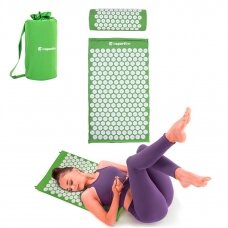 Akupresūros masažuoklis-aplikatorius (pagalvėlė + kilimėlis) inSPORTline Alavea, žalias