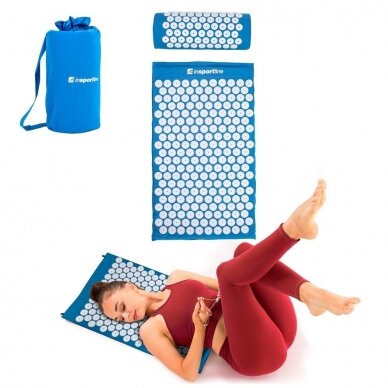 Akupresūros masažuoklis-aplikatorius (pagalvėlė + kilimėlis) inSPORTline Alavea, mėlynas 1