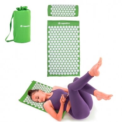Akupresūros masažuoklis-aplikatorius (pagalvėlė + kilimėlis) inSPORTline Alavea, žalias 1