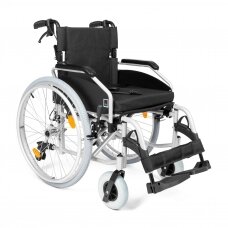 Aliuminis neįgaliojo vežimėlis su stabdžiais palydinčiam asmeniui