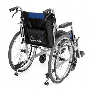 Aliuminis neįgaliojo vežimėlis su atlenkiama nugaros atrama, mėlynas 2
