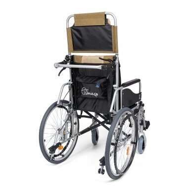 Aliuminis neįgaliojo vežimėlis su atlošu ir gulima funkcija, smėlio spalvos 2