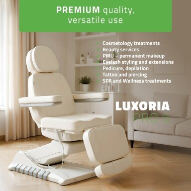Elektrinis kosmetologinis krėslas Luxoria PRO 5, baltas Elektrinis kosmetologinis krėslas Luxoria PRO 5, baltas