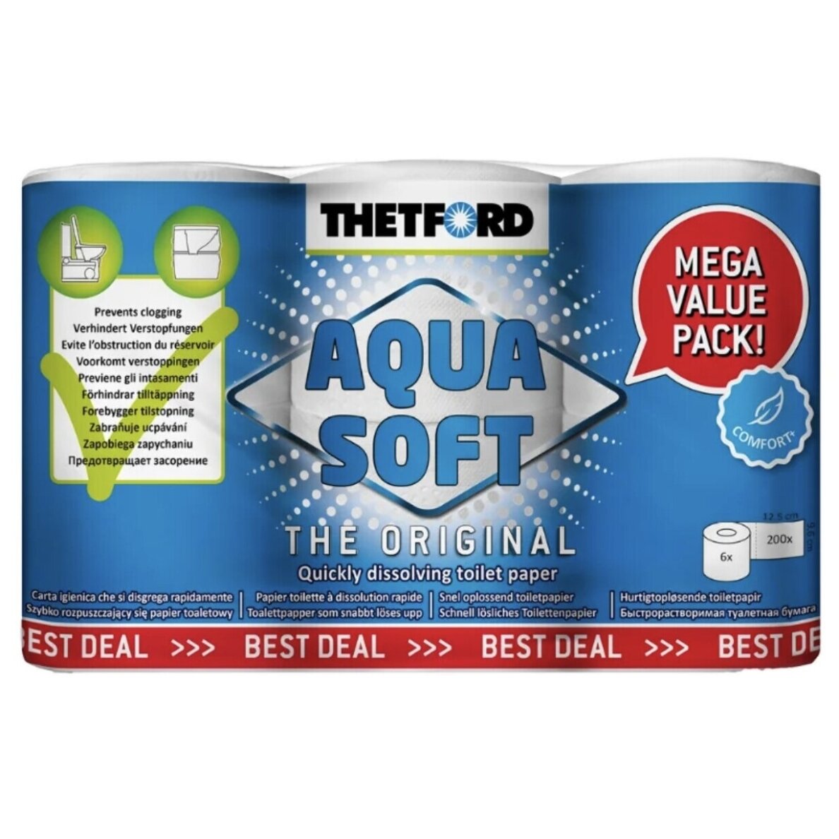 Greitai tirpstantis tualetinis popierius biotualetams Thetford Aqua Soft – 6 vnt.