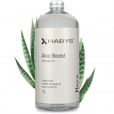 Masažo aliejus HABYS Reya Aloe Boost – profesionalus, gaivaus aromato, 1 l Masažo aliejus HABYS Reya Aloe Boost – profesionalus, gaivaus aromato, 1 l