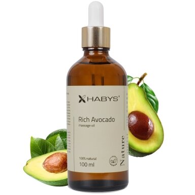 Masažo aliejus HABYS Nature Rich Avocado – 100 % avokadų aliejus, 100 ml Masažo aliejus HABYS Nature Rich Avocado – 100 % avokadų aliejus, 100 ml