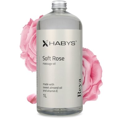 Masažo aliejus HABYS Reya Soft Rose – profesionalus, rožių kvapo, 1 l Masažo aliejus HABYS Reya Soft Rose – profesionalus, rožių kvapo, 1 l