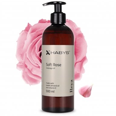 Masažo aliejus HABYS Reya Soft Rose – rožių kvapo, 500 ml Masažo aliejus HABYS Reya Soft Rose – rožių kvapo, 500 ml