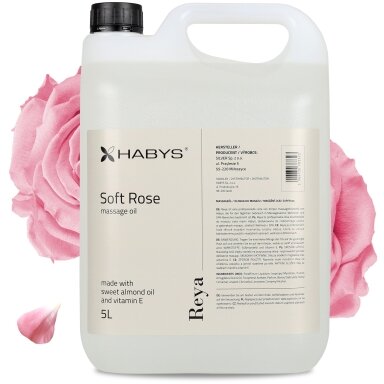 Masažo aliejus HABYS Reya Soft Rose – profesionalus, rožių kvapo, 5 l Masažo aliejus HABYS Reya Soft Rose – profesionalus, rožių kvapo, 5 l