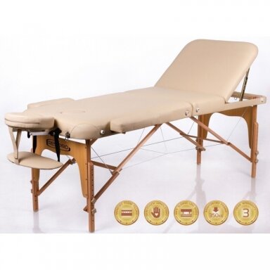 Sulankstomas masažo stalas RESTPRO Memory 3 – 3 dalių, Memory Foam, smėlio