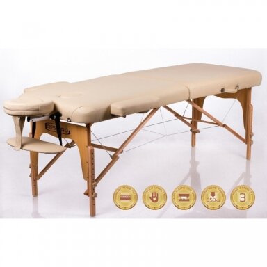 Sulankstomas masažo stalas RESTPRO Memory 2 – 6 cm Memory Foam, 350 kg, smėlio
