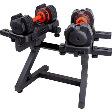 Reguliuojamų hantelių rinkinys inSPORTline DuraBell® su stovu, 6.5–24.5 kg Reguliuojamų hantelių rinkinys inSPORTline DuraBell® su stovu, 6.5–24.5 kg