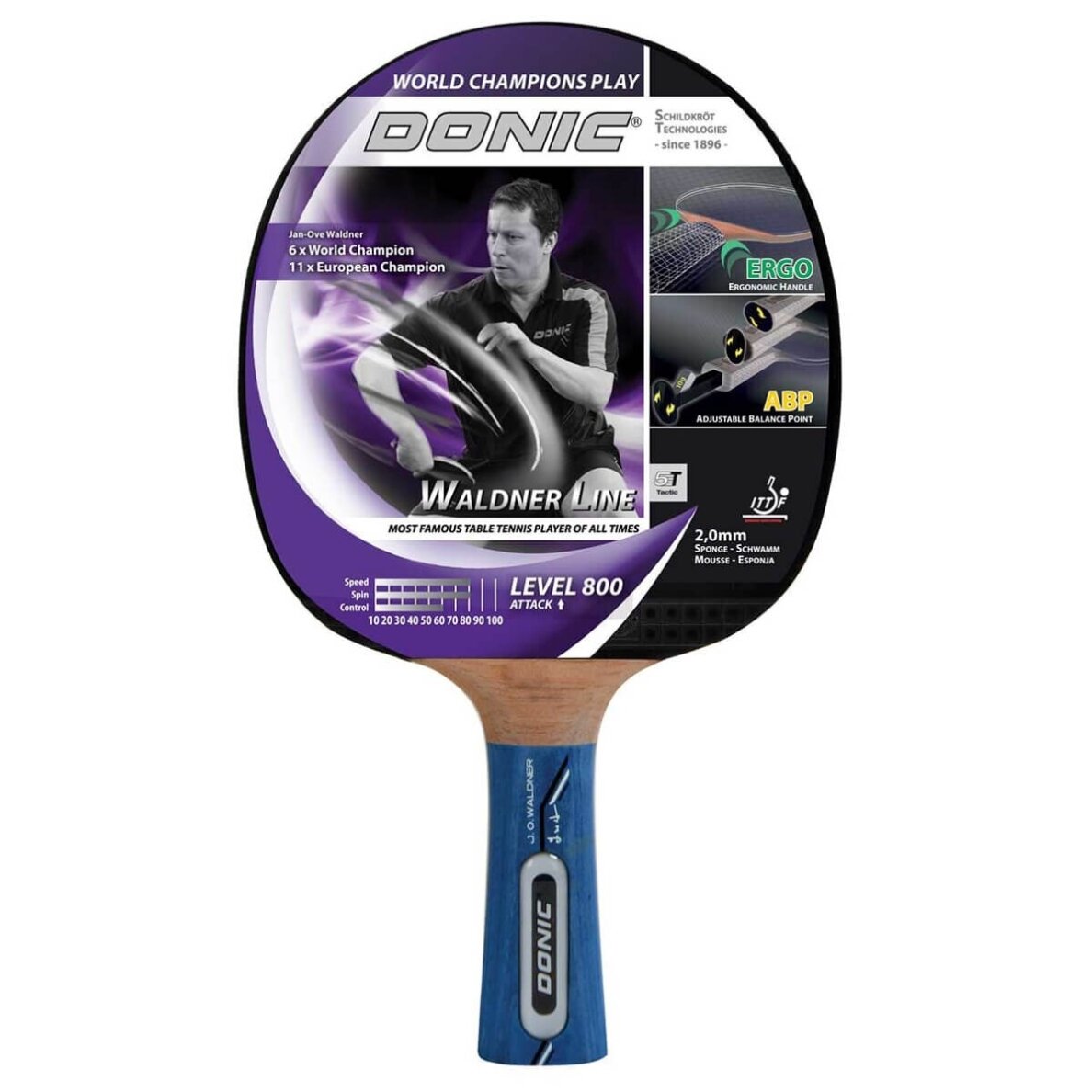 Stalo teniso raketė DONIC Waldner 800 Vari Slick 2,0 mm Stalo teniso raketė DONIC Waldner 800 Vari Slick 2,0 mm