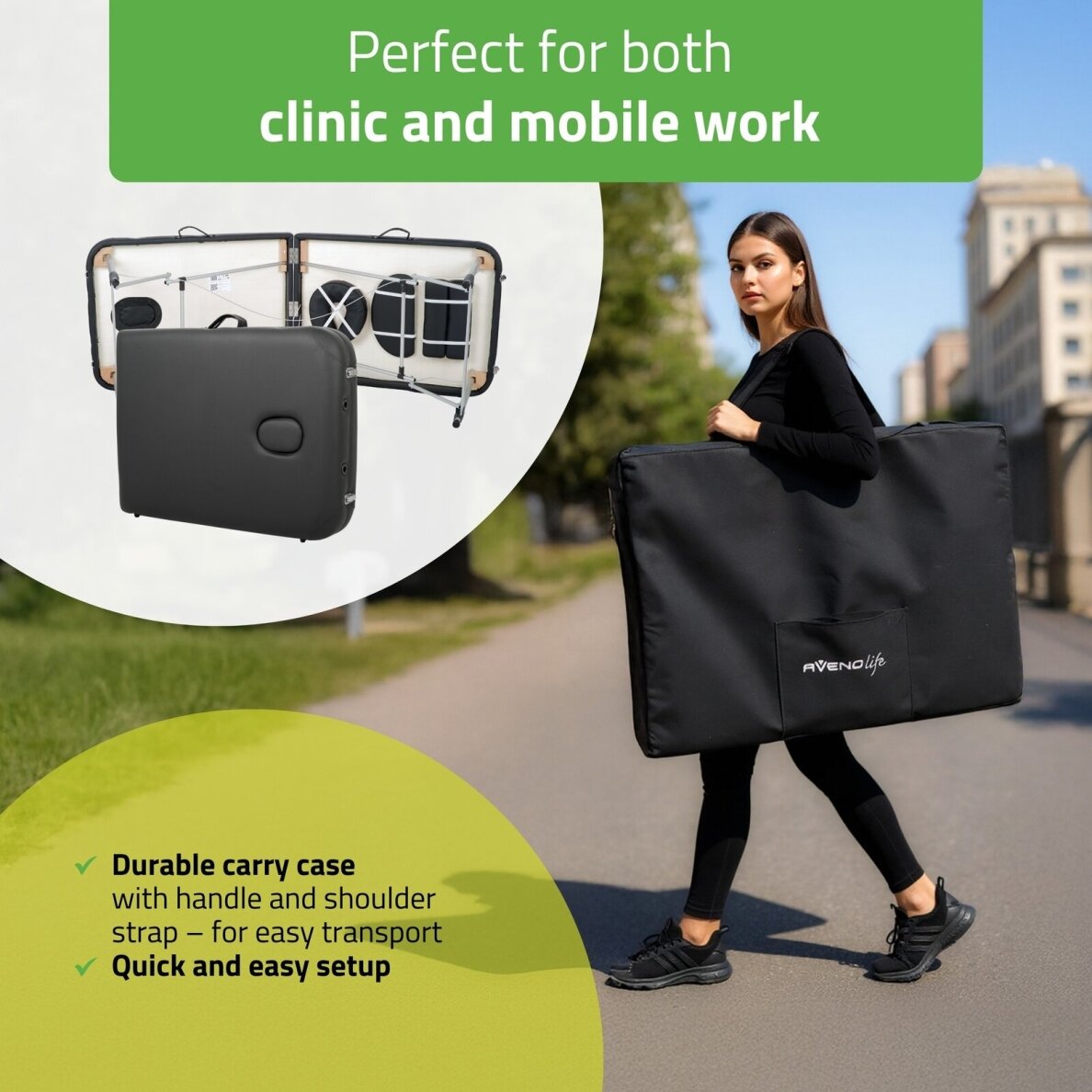 Sulankstomas masažo stalas AVENO LIFE Nadia 60 Comfy Base – aliumininis, 11,5 kg 7 Sulankstomas masažo stalas AVENO LIFE Nadia 60 Comfy Base – aliumininis, 11,5 kg 7