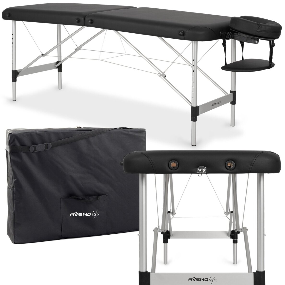 Sulankstomas masažo stalas AVENO LIFE Nina 60 Comfy Base – aliumininis, tik 10 kg