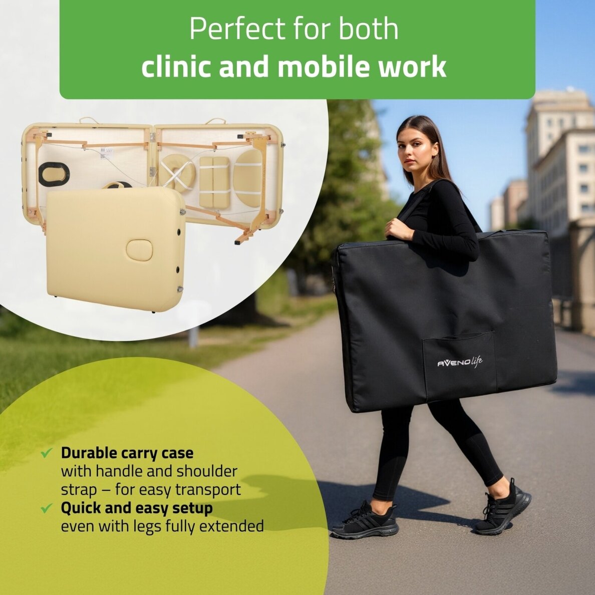 Sulankstomas masažo stalas AVENO LIFE Sofia 70 Comfy Base – medinis, U formos kojos 6 Sulankstomas masažo stalas AVENO LIFE Sofia 70 Comfy Base – medinis, U formos kojos 6