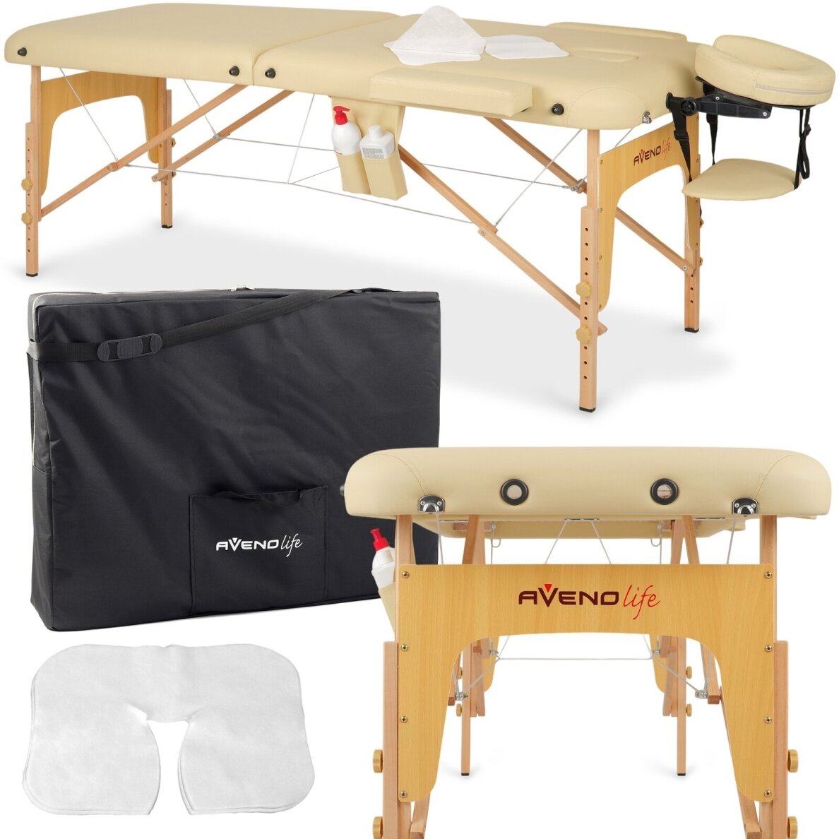 Sulankstomas masažo stalas AVENO LIFE Sofia 70 Comfy Base – medinis, U formos kojos Sulankstomas masažo stalas AVENO LIFE Sofia 70 Comfy Base – medinis, U formos kojos