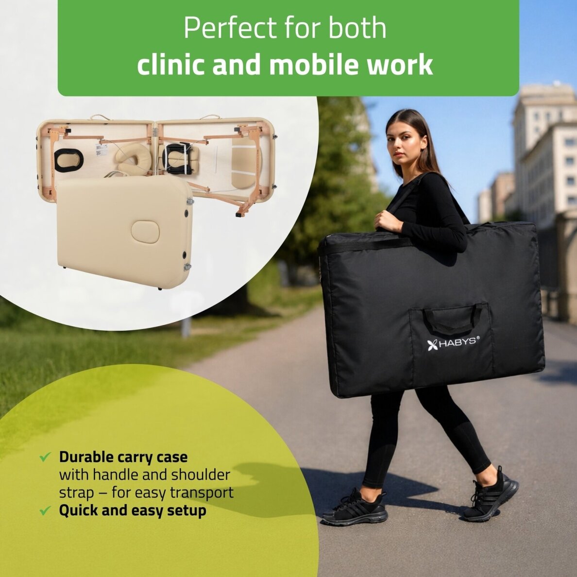 Sulankstomas masažo stalas HABYS Lira 59 Comfy Base – medinis, 10 kg 4 Sulankstomas masažo stalas HABYS Lira 59 Comfy Base – medinis, 10 kg 4