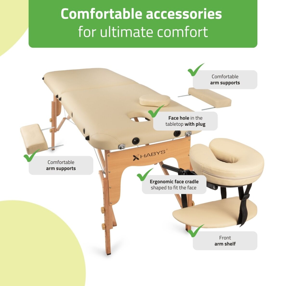 Sulankstomas masažo stalas HABYS Lira 59 Comfy Base – medinis, 10 kg 5