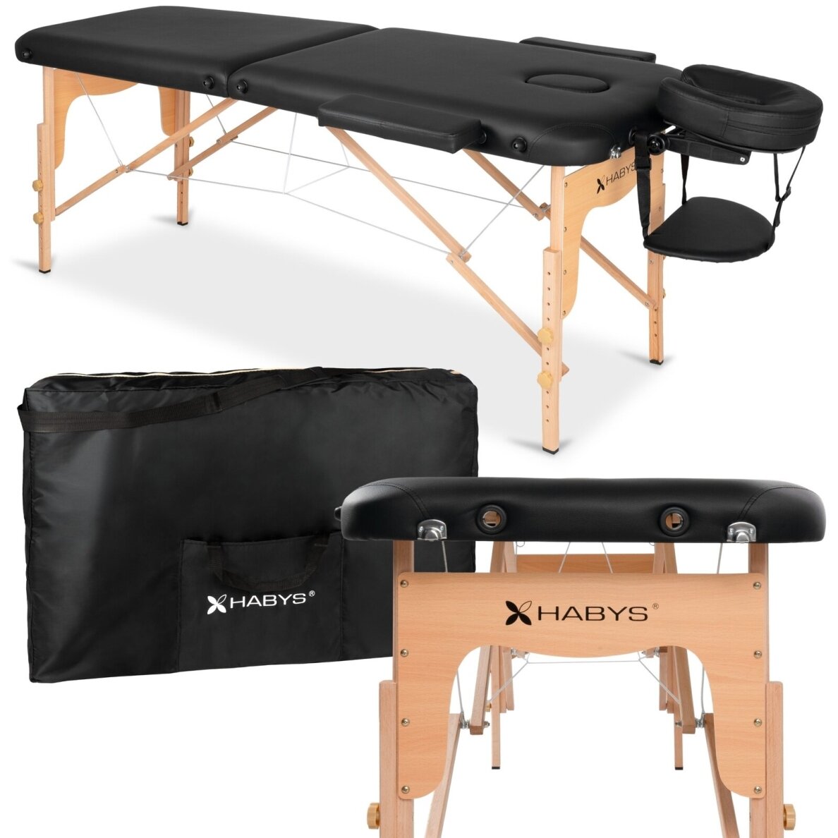 Sulankstomas masažo stalas HABYS Lira 59 Comfy Base – medinis, 10 kg 1