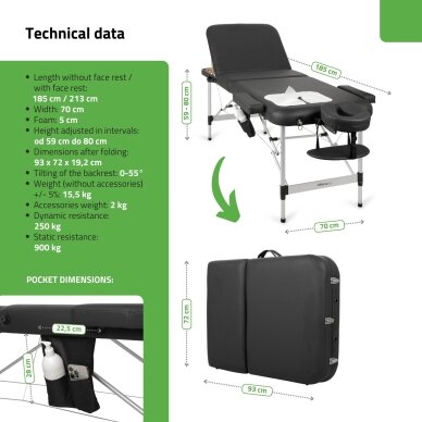Sulankstomas masažo stalas AVENO LIFE Adele 70 Comfy Base – aliumininis, 3 dalių, reguliuojamas 6 Sulankstomas masažo stalas AVENO LIFE Adele 70 Comfy Base – aliumininis, 3 dalių, reguliuojamas 6