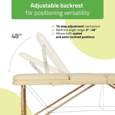 Sulankstomas masažo stalas AVENO LIFE Bianca 70 Comfy Base – medinis, 3 dalių, reguliuojamas 7 Sulankstomas masažo stalas AVENO LIFE Bianca 70 Comfy Base – medinis, 3 dalių, reguliuojamas 7