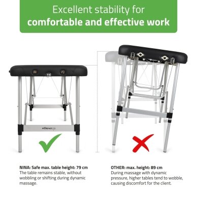 Sulankstomas masažo stalas AVENO LIFE Nina 60 Comfy Base – aliumininis, tik 10 kg 2