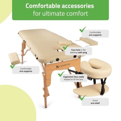 Sulankstomas masažo stalas HABYS Lira 59 Comfy Base – medinis, 10 kg 5 Sulankstomas masažo stalas HABYS Lira 59 Comfy Base – medinis, 10 kg 5