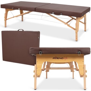 Sulankstomas tajų masažo stalas AVENO LIFE Niro 80 PU – medinis, 45–64 cm Sulankstomas tajų masažo stalas AVENO LIFE Niro 80 PU – medinis, 45–64 cm