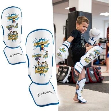 Vaikiškos blauzdų ir pėdų apsaugos inSPORTline Shinzox, baltos, S