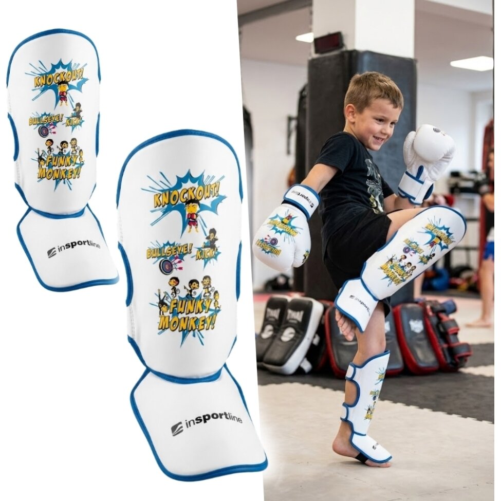 Vaikiškos blauzdų ir pėdų apsaugos inSPORTline Shinzox, baltos, XS Vaikiškos blauzdų ir pėdų apsaugos inSPORTline Shinzox, baltos, XS