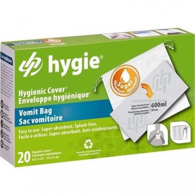 Vienkartiniai higieniniai vėmimo maišeliai Hygie®, 20 vnt. Vienkartiniai higieniniai vėmimo maišeliai Hygie®, 20 vnt.